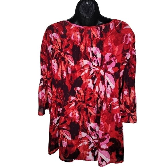 Catherines broomstick red floral beaded blouse top 1xwp (18/20wp) - Picture 2 of 6